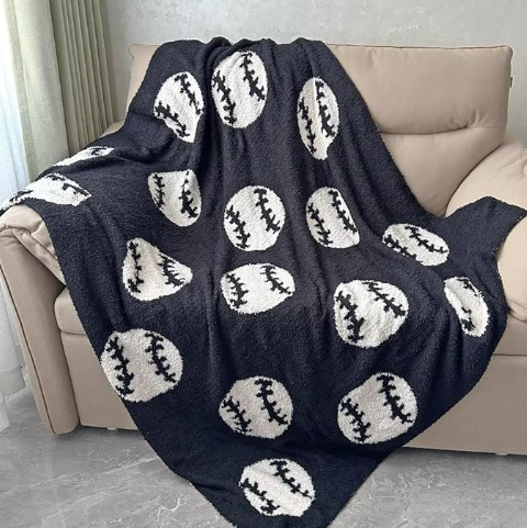 Cozy Baseball Pattern Blanket Perfect Reversible Lightweight Bedding for Adults, Soft, Warm, and Plush Ball Sports Blanket Great 46X03Ev