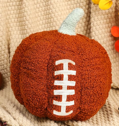 Fall Football Pillow Decoration Stuffed Pumpkin Plush Autumn Football Decorations for Thanksgiving Harvest Cushion Couch Sofa Bedroom Home Holiday Decor 424piTI
