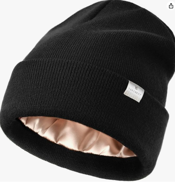 YANIBEST Womens Satin Lined Knit Beanie Hat Acrylic Winter Hats for Women Men Silk Lining Soft Slouchy Warm Cuffed Beanie Hat 4mtp4fS